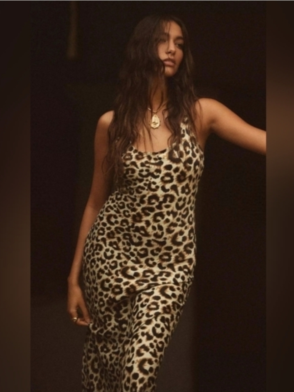 Anthropologie Leopard Print Maxi Dress in Black, Brown, Cream